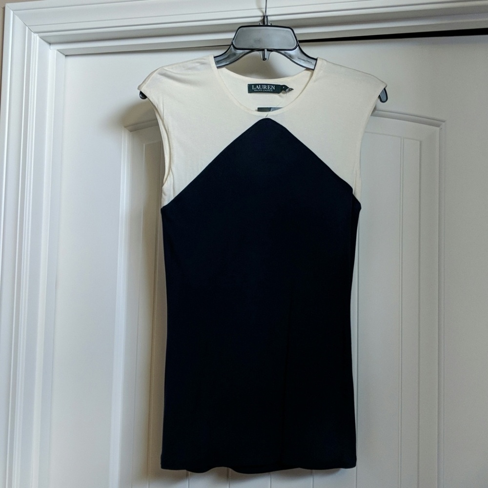 NWT Ralph Lauren top, small, navy, ivory